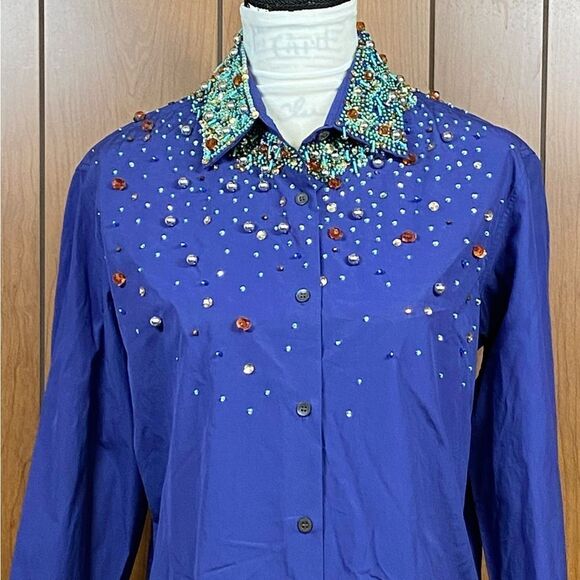 Dries Van Noten Clavelly Degrade Beaded Shirt size 40/us size 8 - Picture 3 of 11
